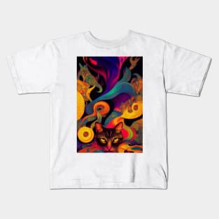 Colorful abstract cat design Kids T-Shirt